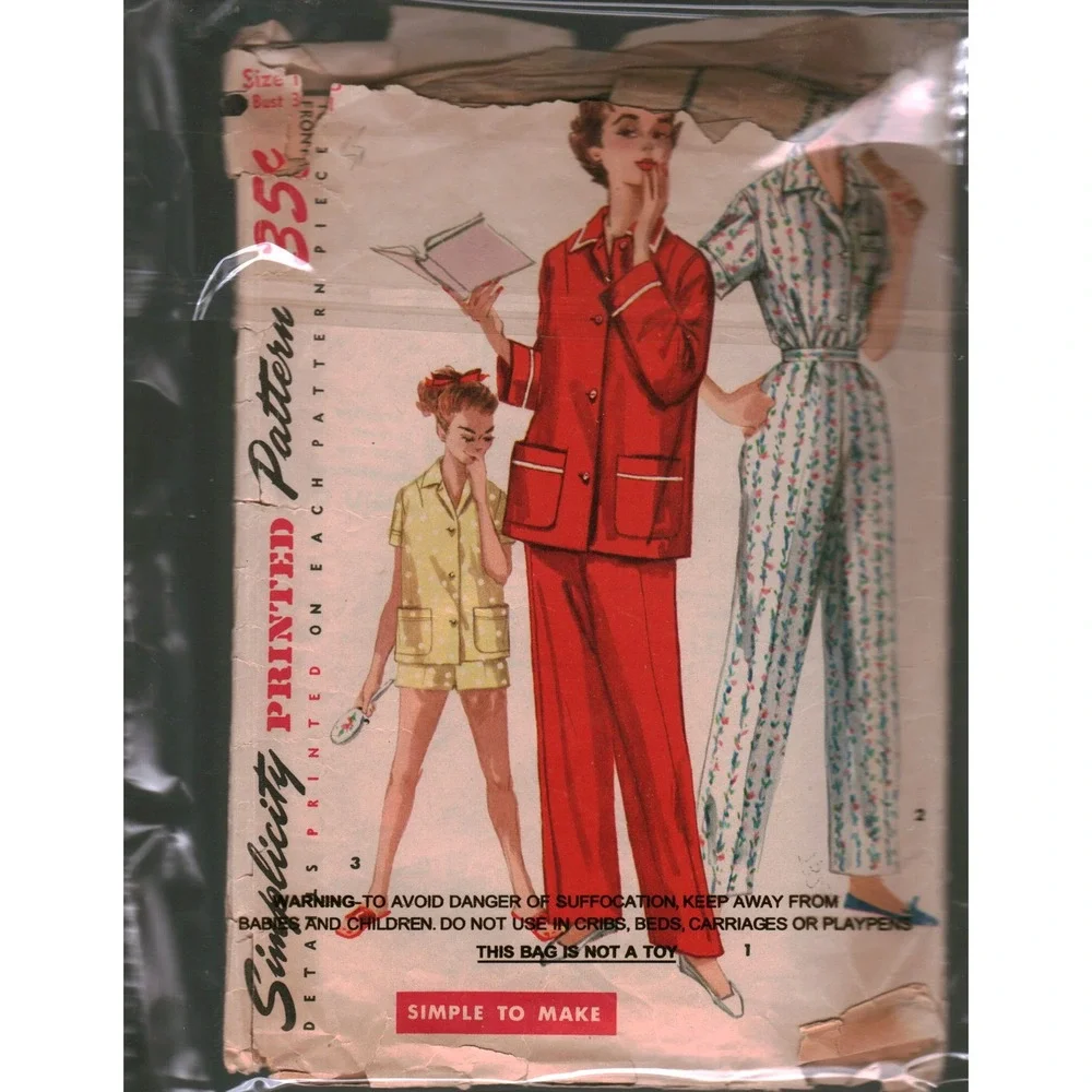 Vintage‎ Simplicity 1325 Sewing Pattern Pajamas Pants Top Shorts Size 13 Bust 31